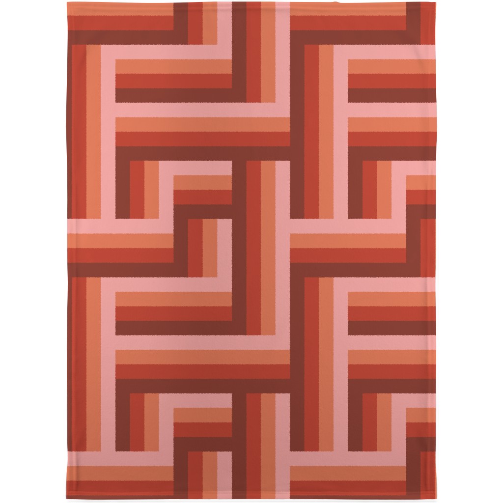 Retro Lattice - Mauve Multi Blanket, Sherpa, 30x40, Red