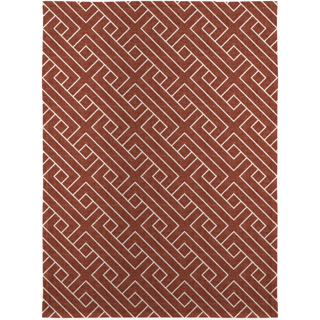 Cadence Geometric Weave - Rust Blanket, Sherpa, 30x40, Red, Red