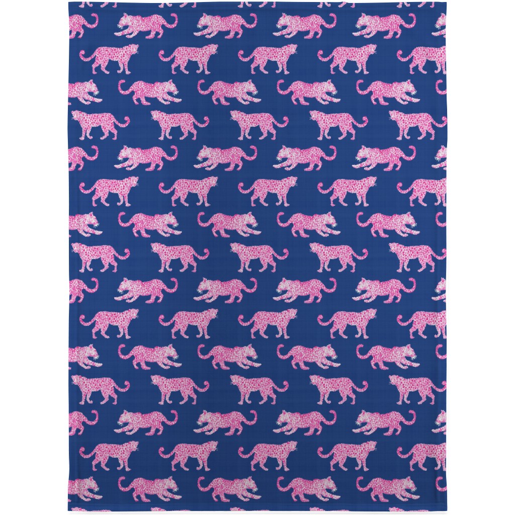 Leopard Parade Blanket, Sherpa, 30x40, Blue