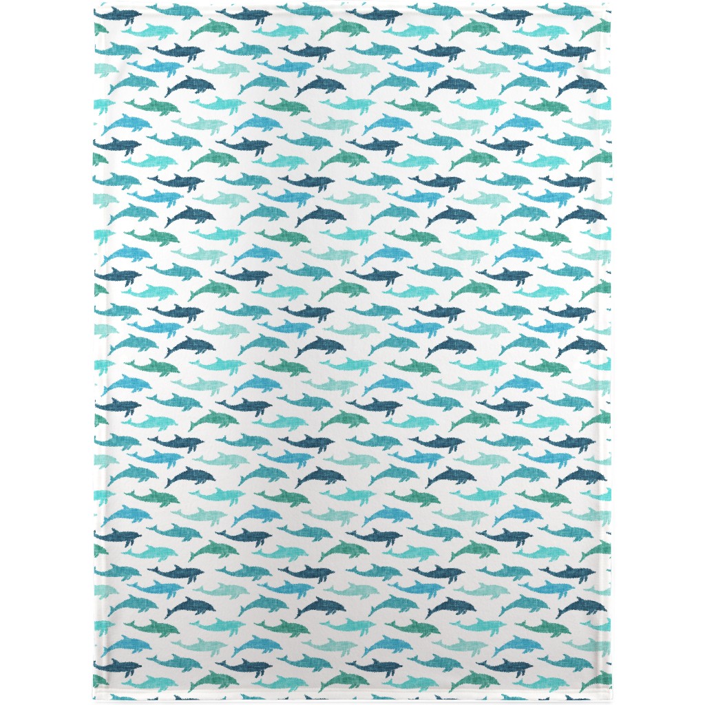 Dolphins Blanket, Sherpa, 30x40, Green, Malachite