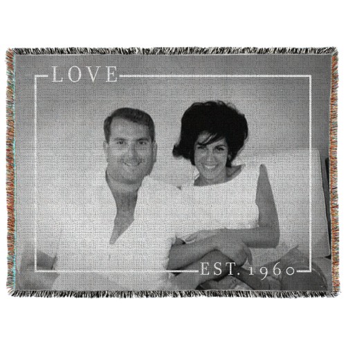 Love Border Woven Photo Blanket, 60x80, White, white