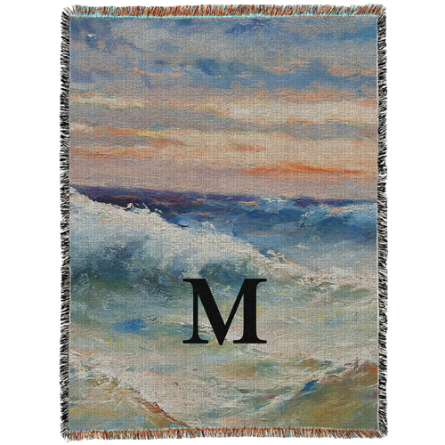 Crashing Waves Custom Text Woven Photo Blanket, 60x80, Multicolor