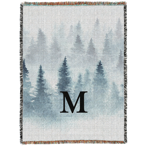 Watercolor Forest Custom Text Woven Photo Blanket, 60x80, Multicolor