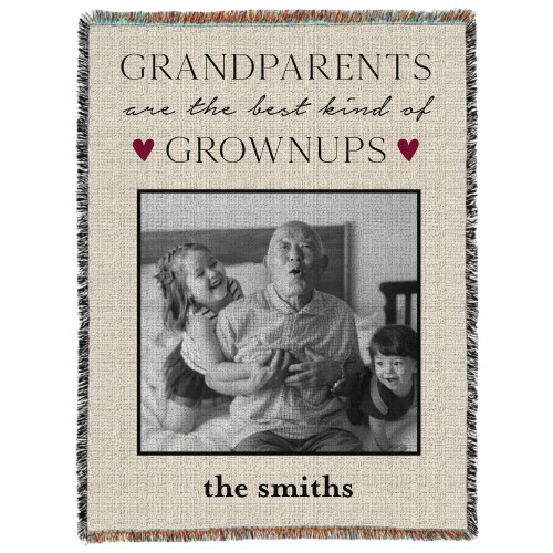 Favorite Grown Ups Woven Photo Blanket, 60x80, Beige