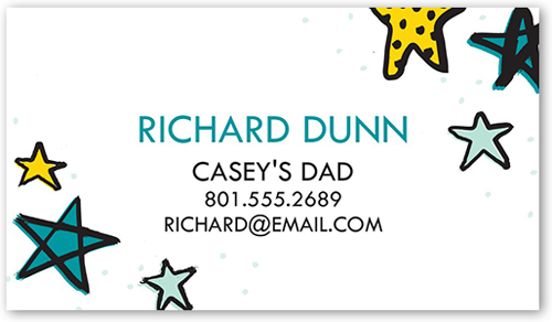 Darling Stars Calling Card, Blue, Matte, Signature Smooth Cardstock