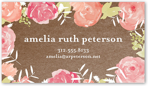 Floral Intro Calling Card, Beige, Matte, Signature Smooth Cardstock