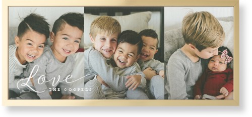 Just Love Pano Trio Wall Art, Gold, Single piece, Canvas, 10x24, White