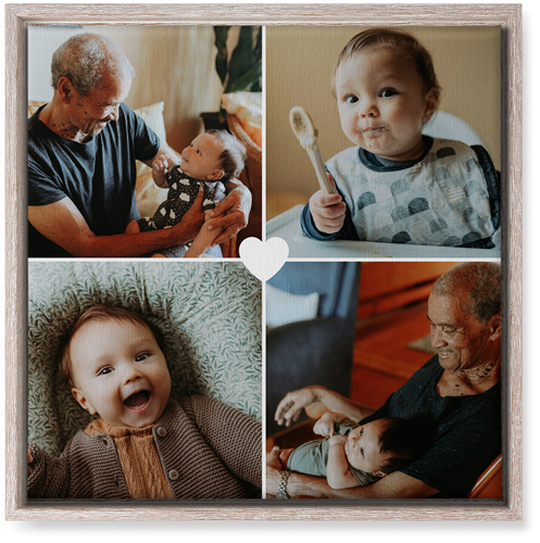 Heart Grid Wall Art, Rustic, Single piece, Canvas, 16x16, White, white