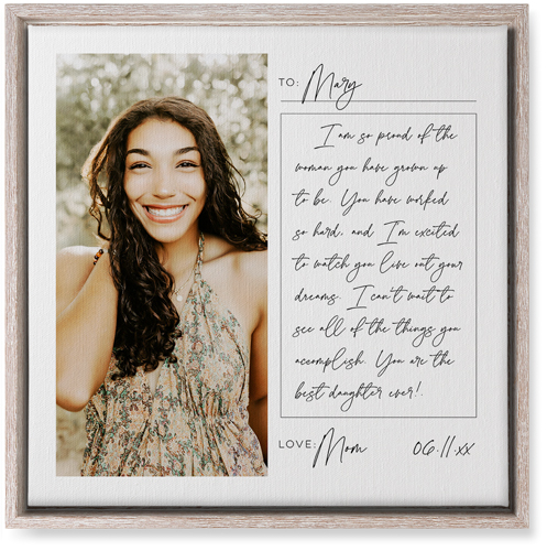 Handwritten Letter Wall Art, Rustic, Single piece, Canvas, 16x16, White, white