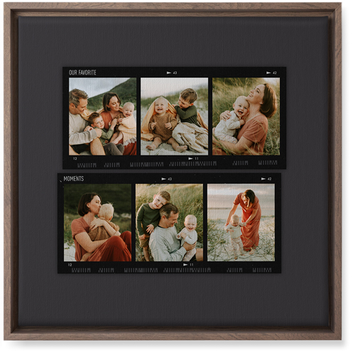 Travel Film Collage Wall Art, Walnut, Single piece, Canvas, 16x16, Gray, charcoal