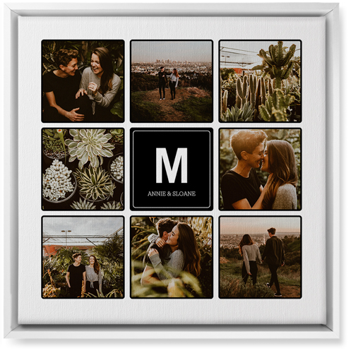 Photo Tiles Wall Art, White, Single piece, Canvas, 16x16, Black, black