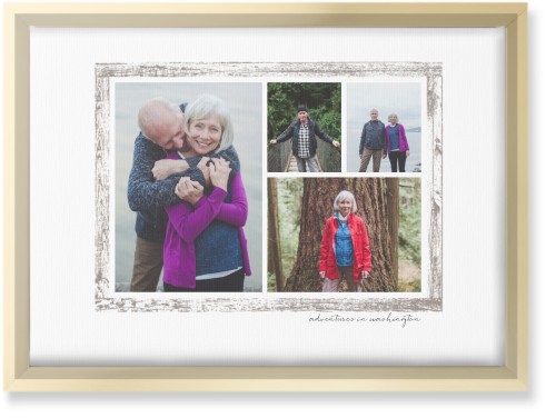 Brushed Border Collage Of Four Wall Art, Gold, Single piece, Canvas, 10x14, Brown, taupe