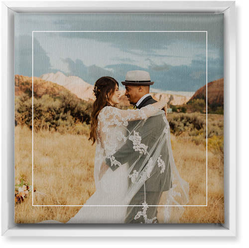 Floating Frame Portrait Wall Art, White, Single piece, Canvas, 12x12, White, white