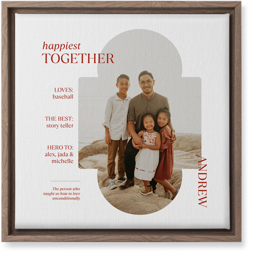 Family Infographic Wall Art, Walnut, Single piece, Canvas, 12x12, White