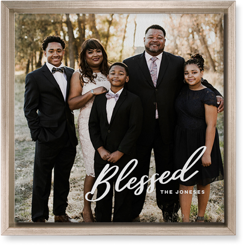 Blessed Letters Wall Art, Metallic, Single piece, Canvas, 12x12, White, white