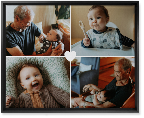 Heart Grid Wall Art, Black, Single piece, Canvas, 16x20, White, white