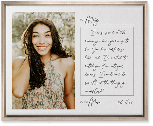 Handwritten Letter Wall Art, Metallic, Single piece, Canvas, 16x20, White