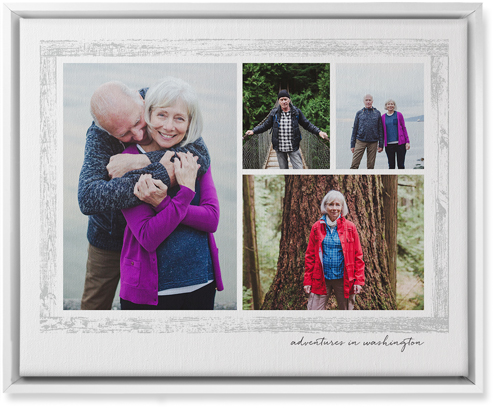 Brushed Border Collage Of Four Wall Art, White, Single piece, Canvas, 16x20, Gray, smoke