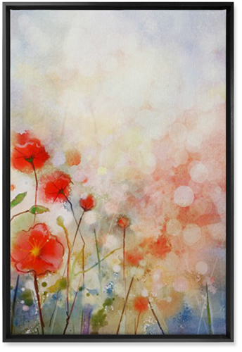 Blooming Poppies Wall Art, Black, Single piece, Canvas, 20x30, Multicolor