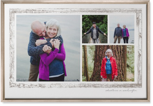 Brushed Border Collage Of Four Wall Art, Metallic, Single piece, Canvas, 20x30, Brown, taupe