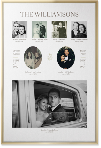 Marriage Family Tree Wall Art, Gold, Single piece, Canvas, 24x36, White