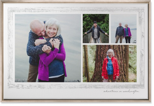 Brushed Border Collage Of Four Wall Art, Metallic, Single piece, Canvas, 24x36, Gray, smoke