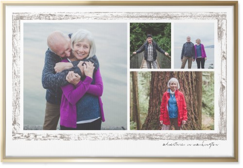 Brushed Border Collage Of Four Wall Art, Gold, Single piece, Canvas, 24x36, Brown, taupe