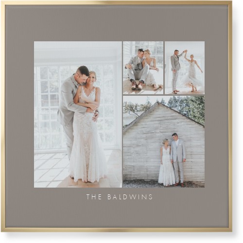 Four Corners Wall Art, Gold, Single piece, Canvas, 36x36, Gray, ash