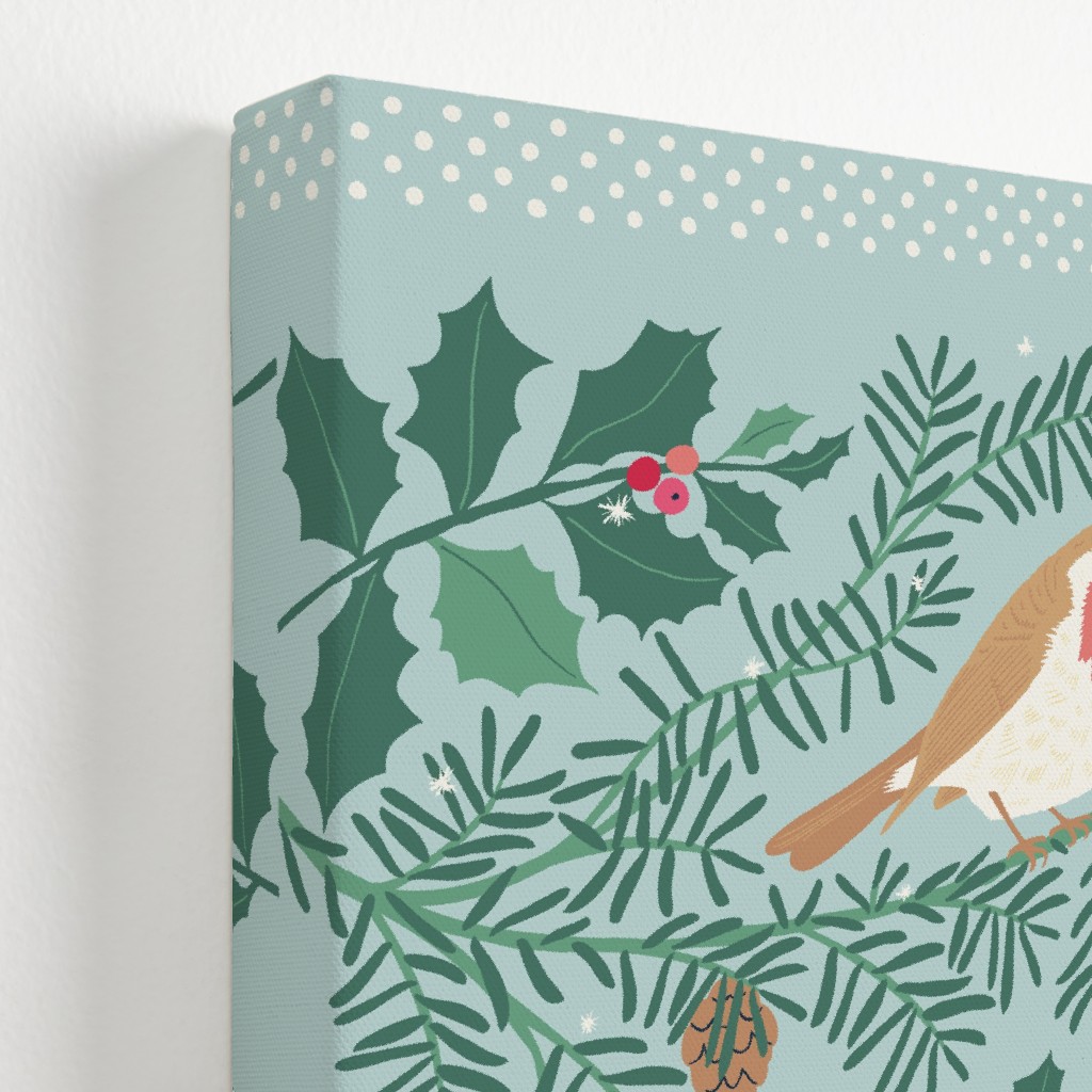 Robin & Friends, Winter Garden Birds Blue Wall Art Shutterfly