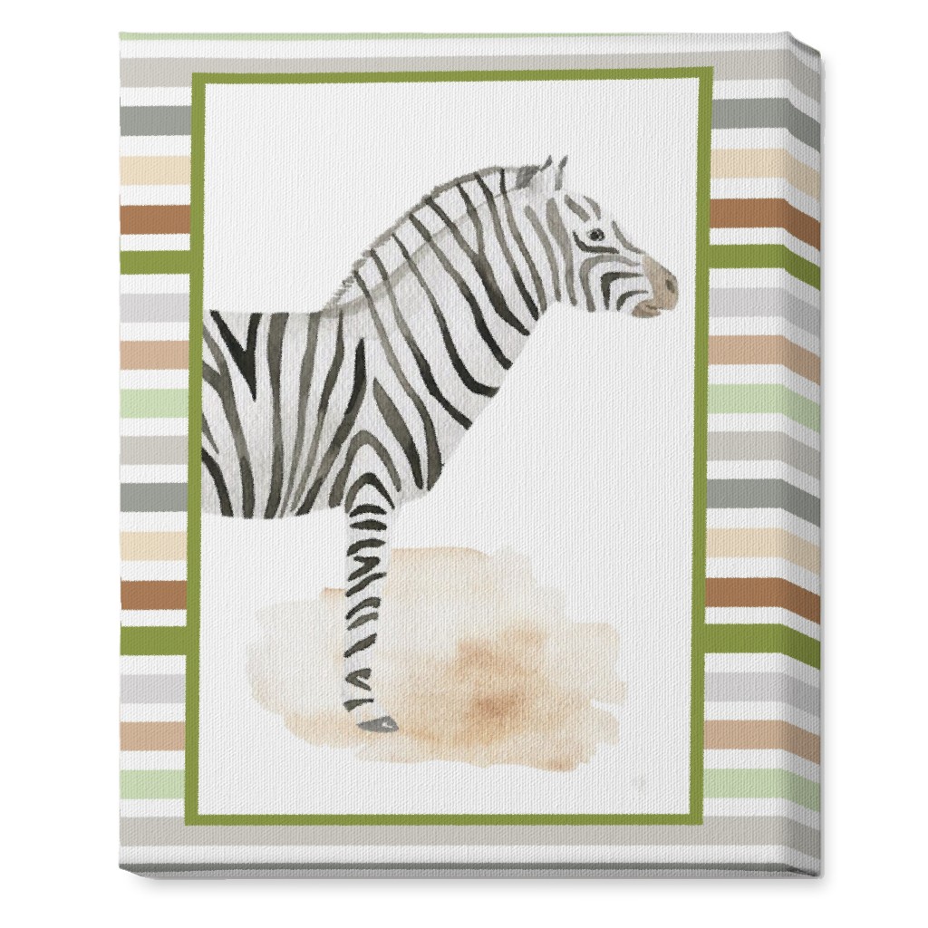 Jungle Safari Animals and Stripes - Zebra Wall Art, No Frame, Single piece, Canvas, 16x20, Multicolor