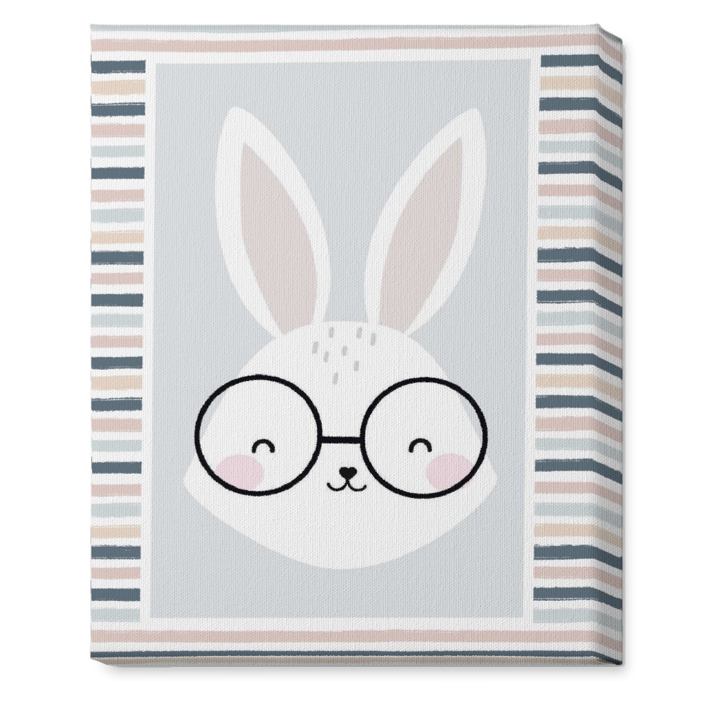 Spring Baby Boy Bunny - Neutral Soft Palette Wall Art, No Frame, Single piece, Canvas, 16x20, Blue, True Blue