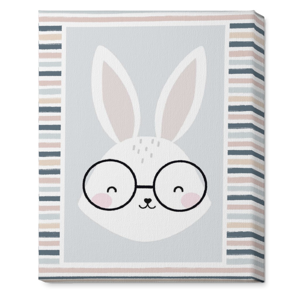 Spring Baby Boy Bunny - Neutral Soft Palette Wall Art, No Frame, Single piece, Canvas, 16x20, Blue