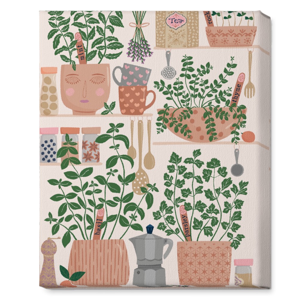 Little Herb Garden in the Kitchen Wall Art, No Frame, Single piece, Canvas, 16x20, Multicolor