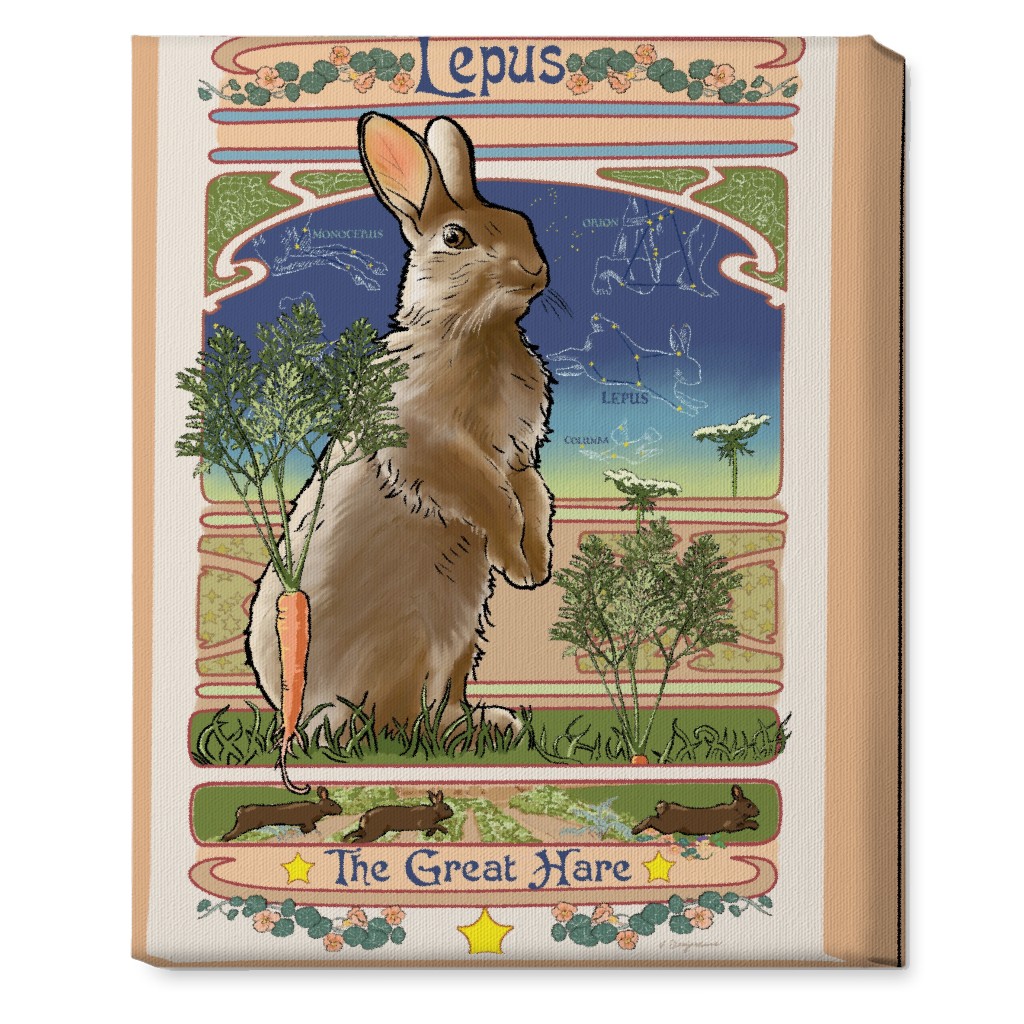 Art Nouveau Hare Wall Art, No Frame, Single piece, Canvas, 16x20, Brown