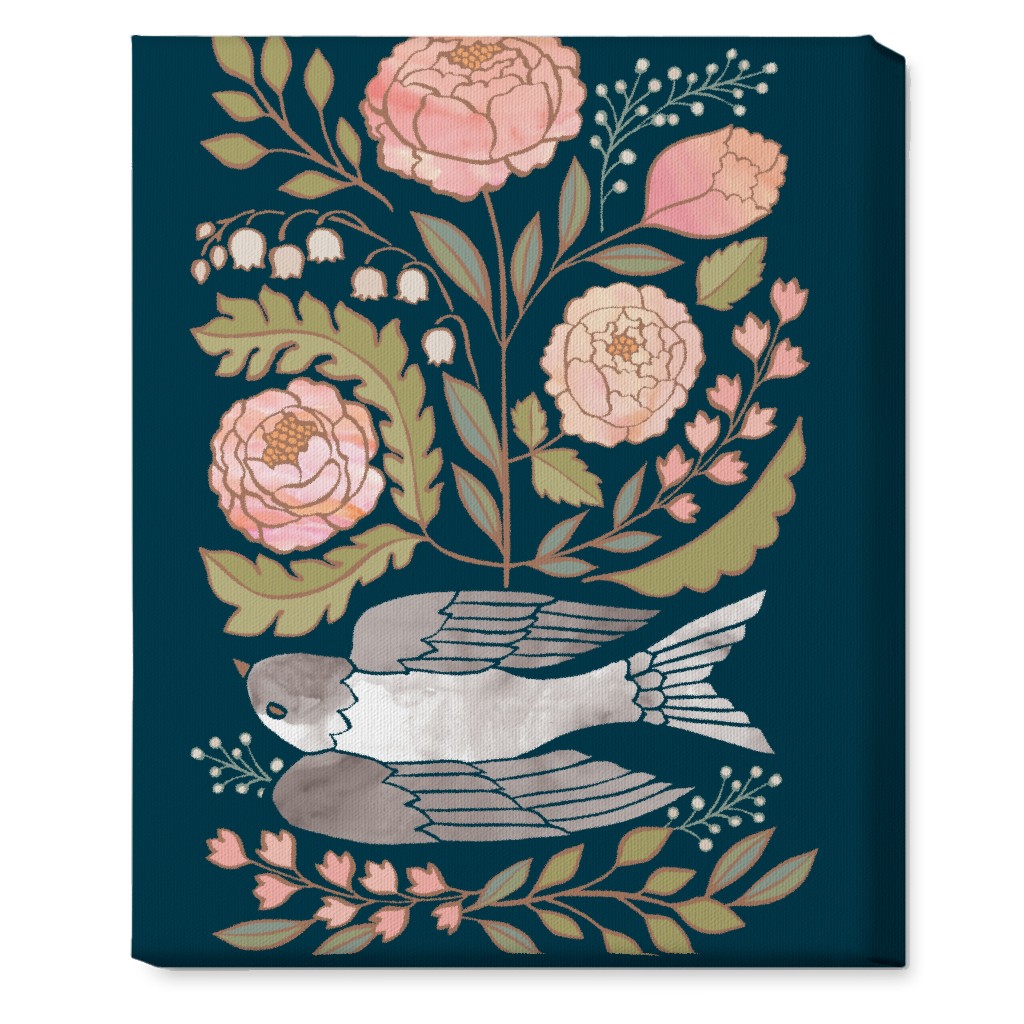 Bloom Dove & Pink Peonies on Blue Wall Art Shutterfly