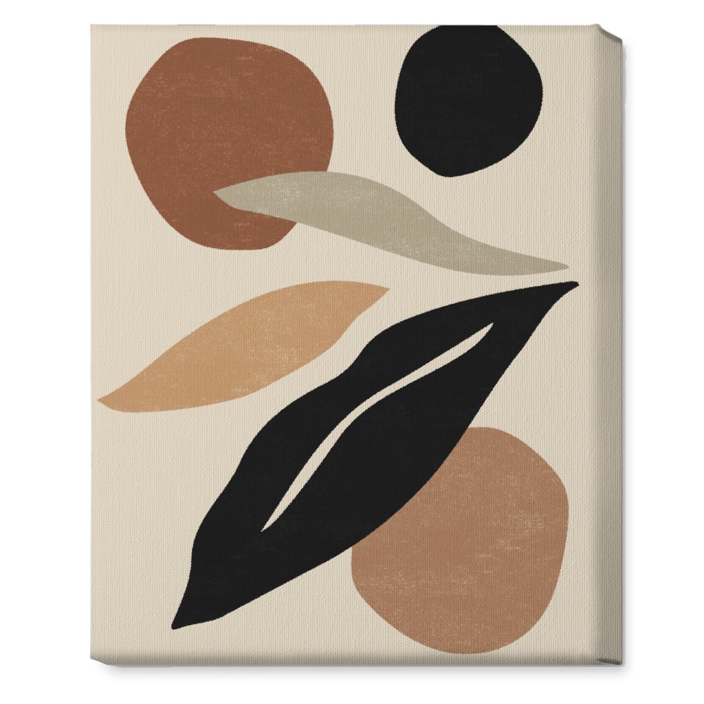 Abstract Shape and Leaf Collage - Neutral Wall Art, No Frame, Single piece, Canvas, 16x20, Beige, Pearl