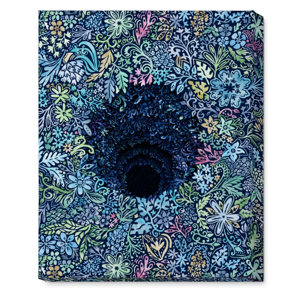 Deep Down Colorful Floral Abstract Wall Art, No Frame, Single piece, Canvas, 16x20, Blue, Oasis