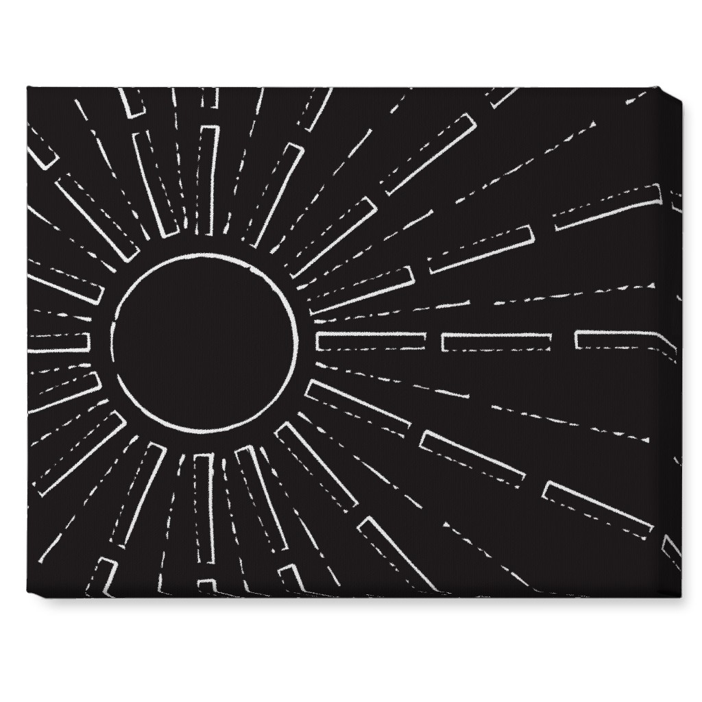 Midcentury Sunburst Wall Art, No Frame, Single piece, Canvas, 16x20, Black
