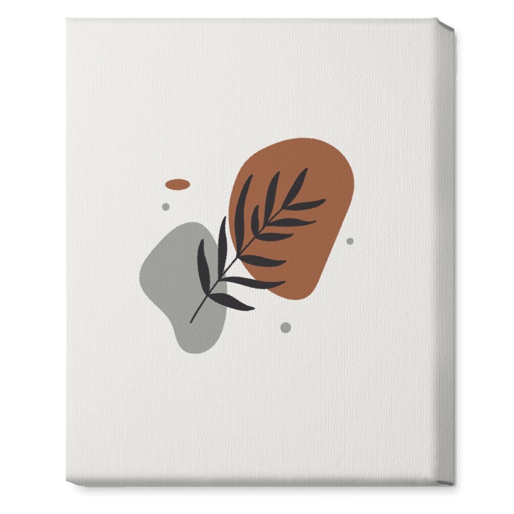 Shapes and Fern Leaf Wall Art, No Frame, Single piece, Canvas, 16x20, Brown, Silver Lining