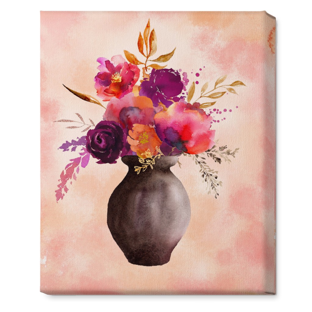 Flowers in a Vase Wall Art, No Frame, Single piece, Canvas, 16x20, Pink