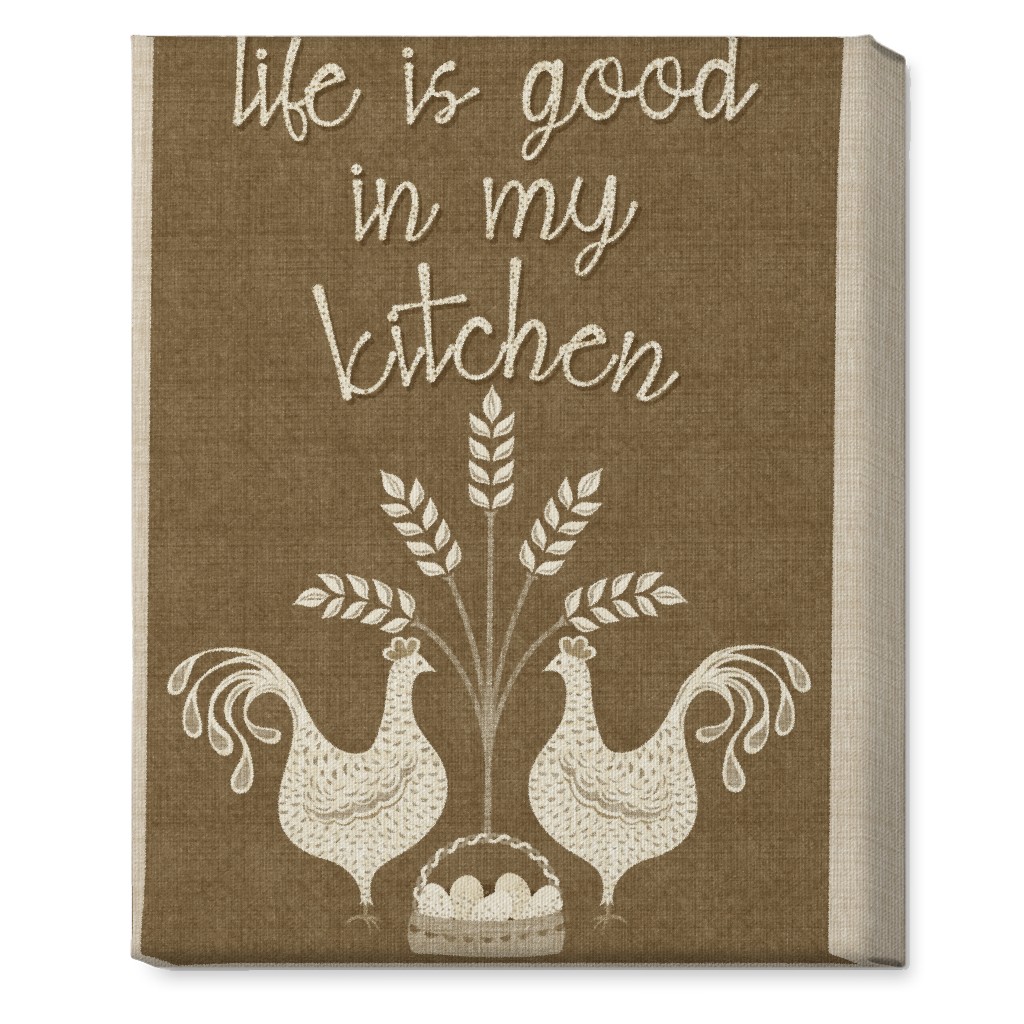 in My Kitchen Vintage Chickens - Brown Wall Art, No Frame, Single piece, Canvas, 16x20, Brown