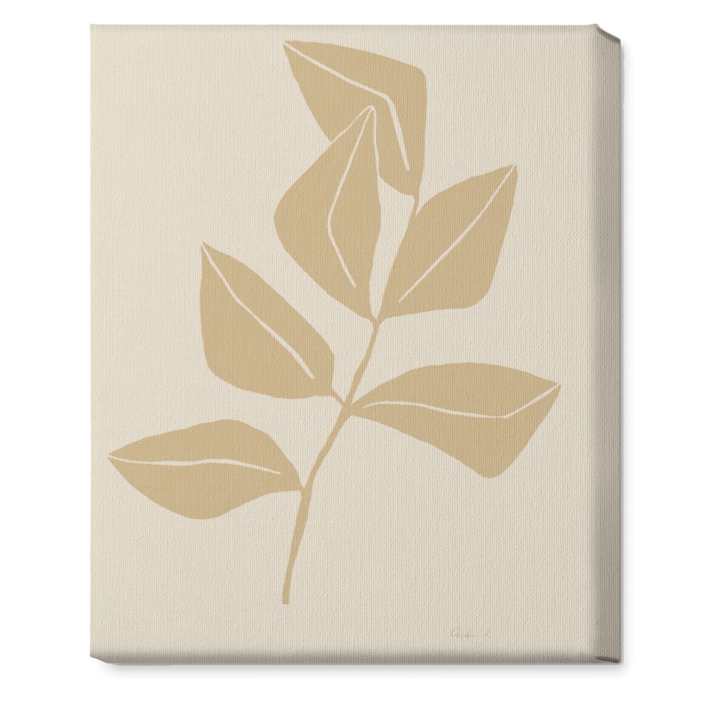 Ficus Botanical - Neutral Wall Art, No Frame, Single piece, Canvas, 16x20, Beige, Pearl