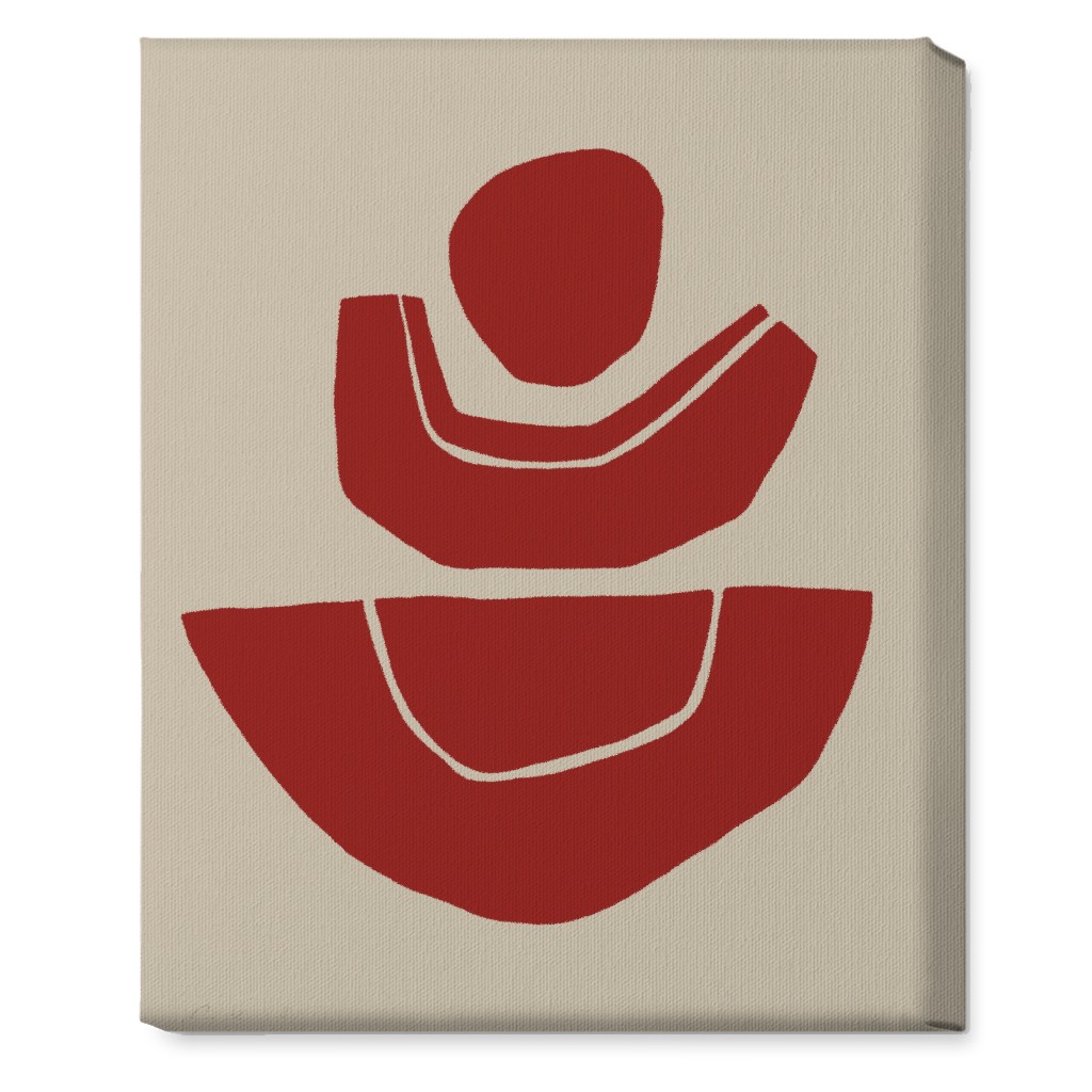 Geometric Abstract Stack Ii Wall Art, No Frame, Single piece, Canvas, 16x20, Red