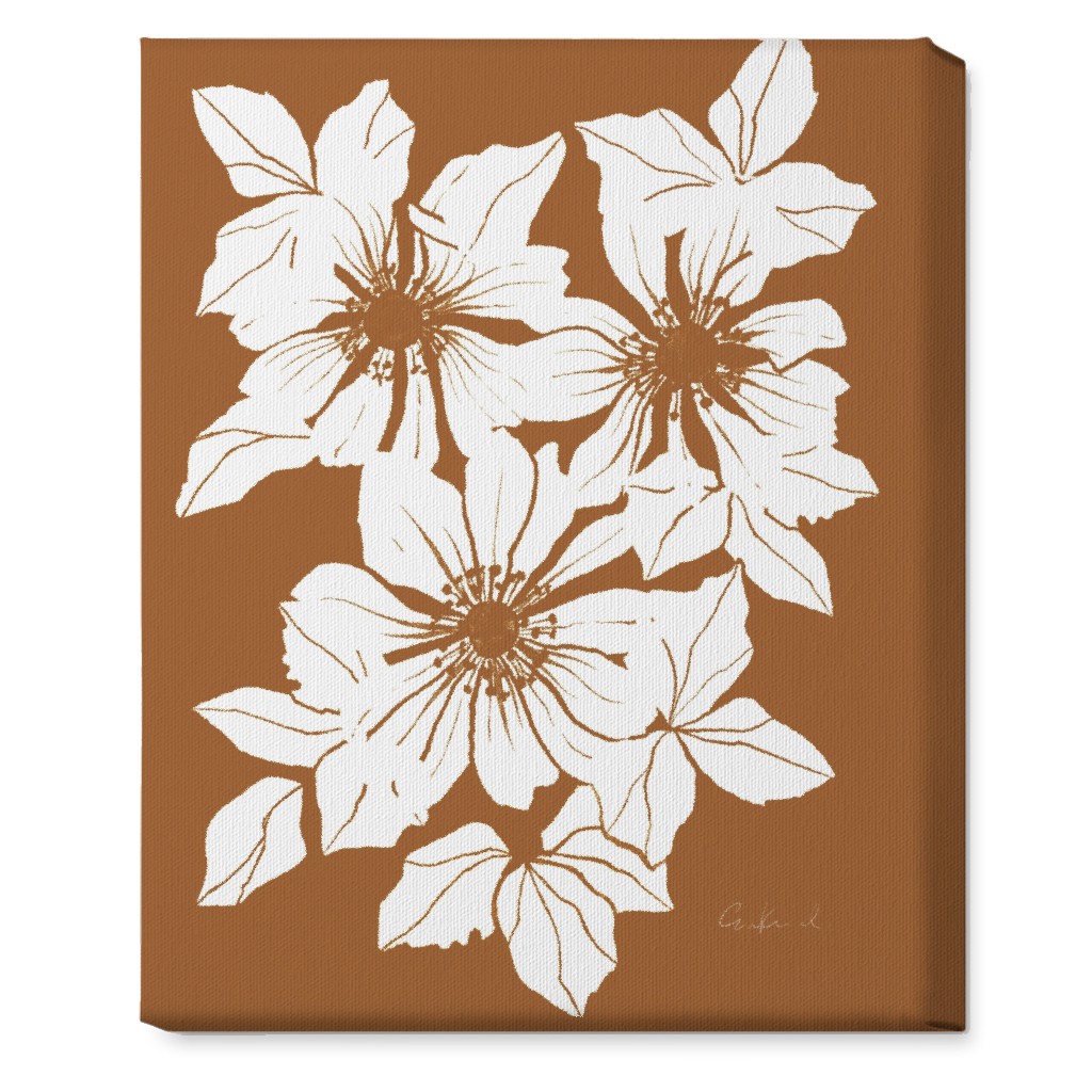Botanical Big Anemones Wall Art, No Frame, Single piece, Canvas, 16x20, Orange