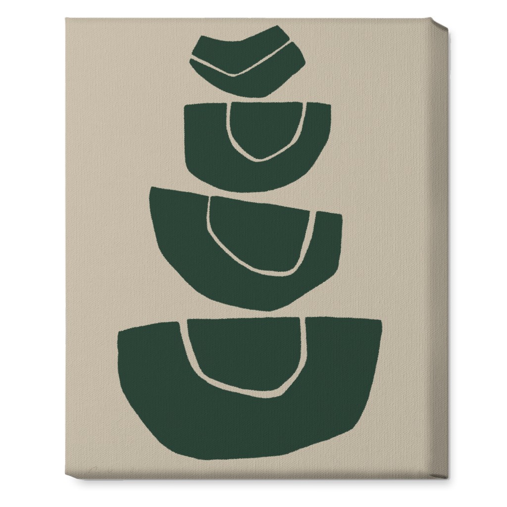 Geometric Stack Abstract Wall Art, No Frame, Single piece, Canvas, 16x20, Green