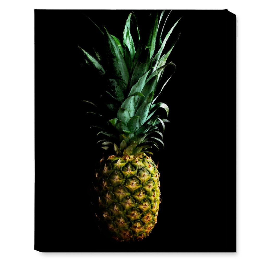 Pineapple - Yellow on Black Wall Art, No Frame, Single piece, Canvas, 16x20, Black, Black