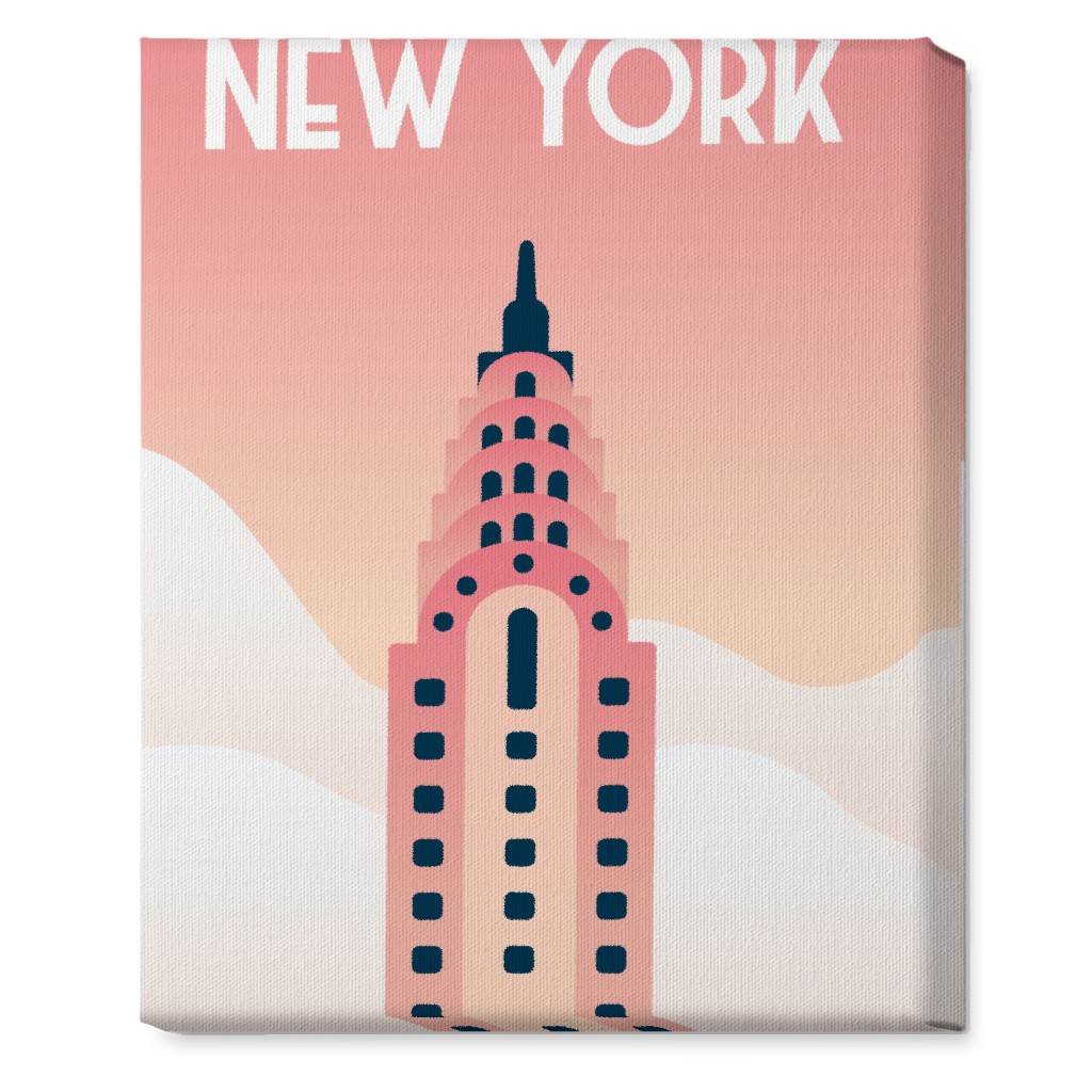 New York City Chrysler Building Wall Art, No Frame, Single piece, Canvas, 16x20, Pink, Dusk Pink