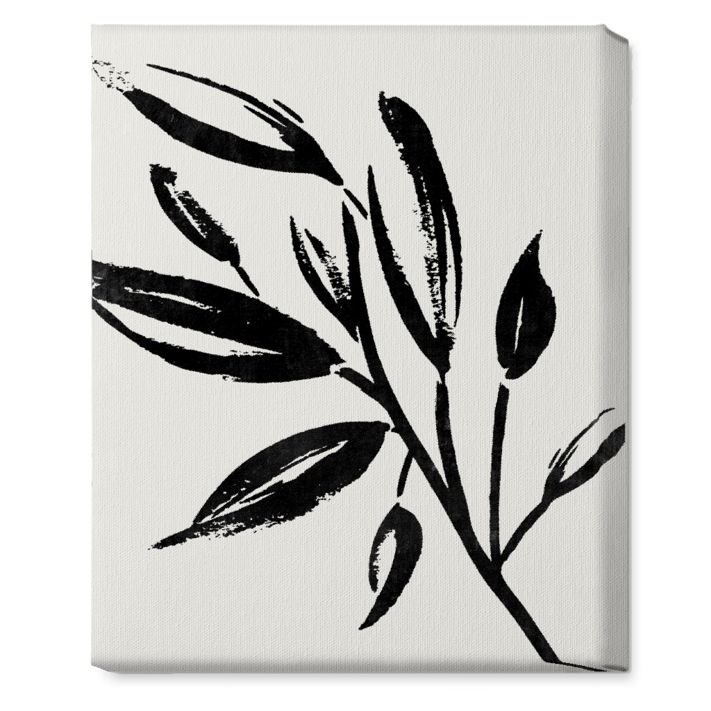 Zen Brush - Black and Beige Wall Art, No Frame, Single piece, Canvas, 16x20, Gray, Gray
