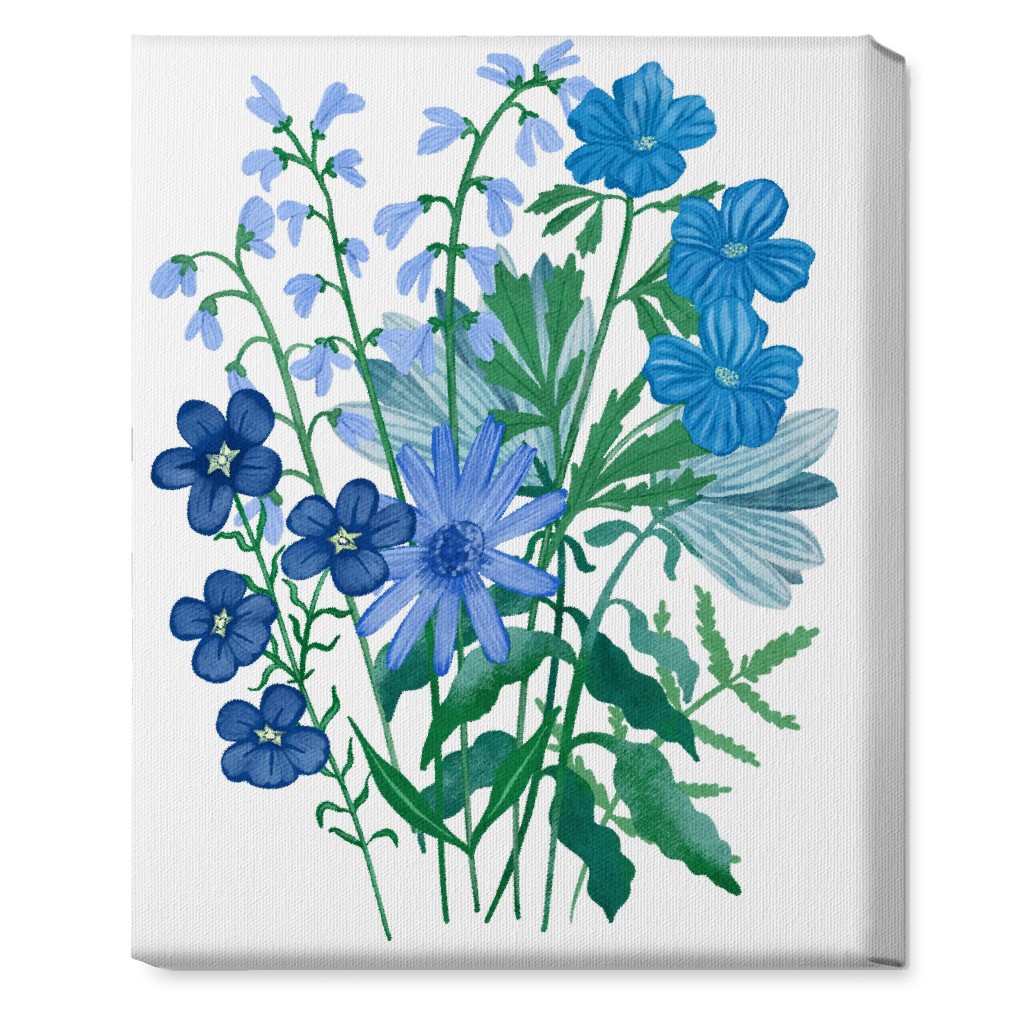 Bouquet of Flowers - Blue Wall Art, No Frame, Single piece, Canvas, 16x20, Blue