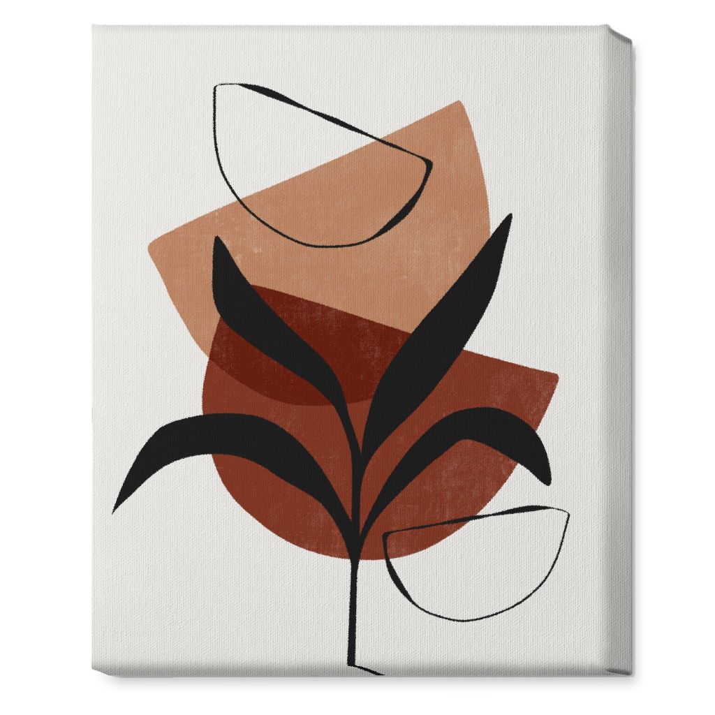 Abstract Leaf Silhouette - Terracotta and Ivory Wall Art, No Frame, Single piece, Canvas, 16x20, Brown, Brown